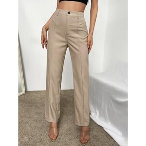 High Waist Seam Detail dress pants khaki tan